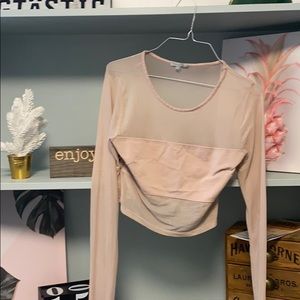 See-through taupe shirt